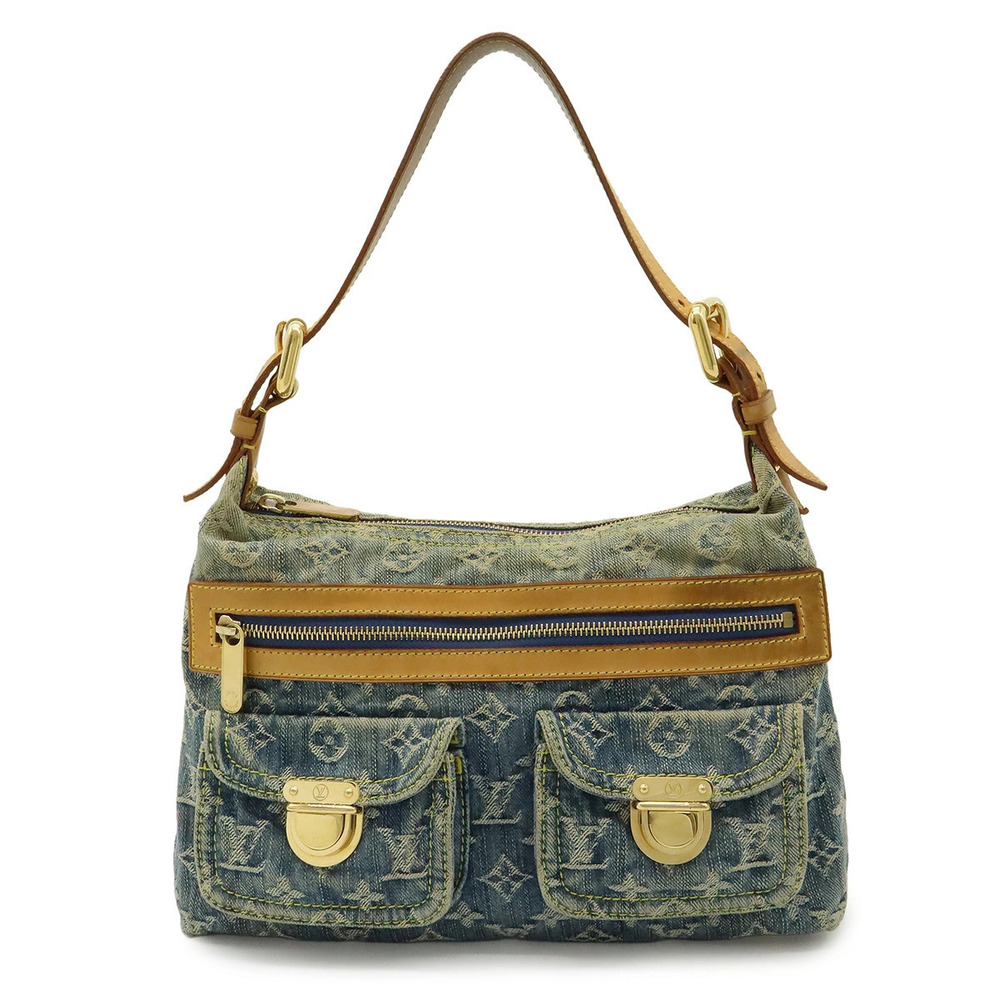 LOUIS VUITTON Monogram Denim Baggy Shoulder Bag Hobo Blue